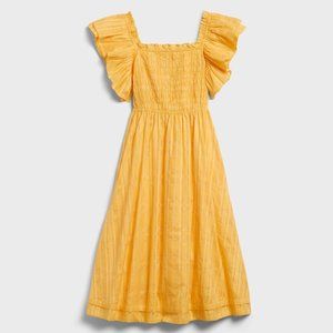 NEW Banana Republic Smocked Ruffle Midi Dress Yellow Size Medium Retail $142.99
